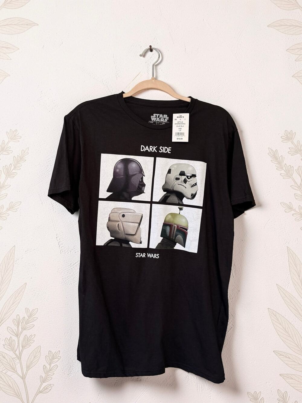 Star Wars Dark Side T Shirt Mens L NWT Darth Vader Boba Fett Stormtrooper Black